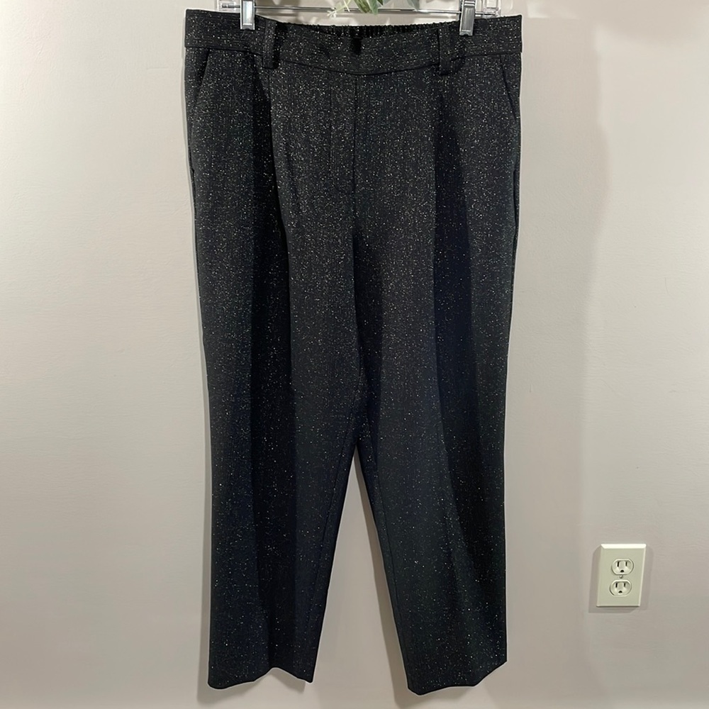 NWOT LOFT Pull On Tapered Pants In Black Shimmer L